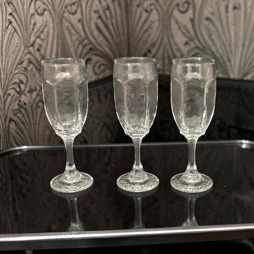 Libbey Chivalry Clear Whiskey Sour Goblets, Set of 3, Vintage Textured Stemware‎